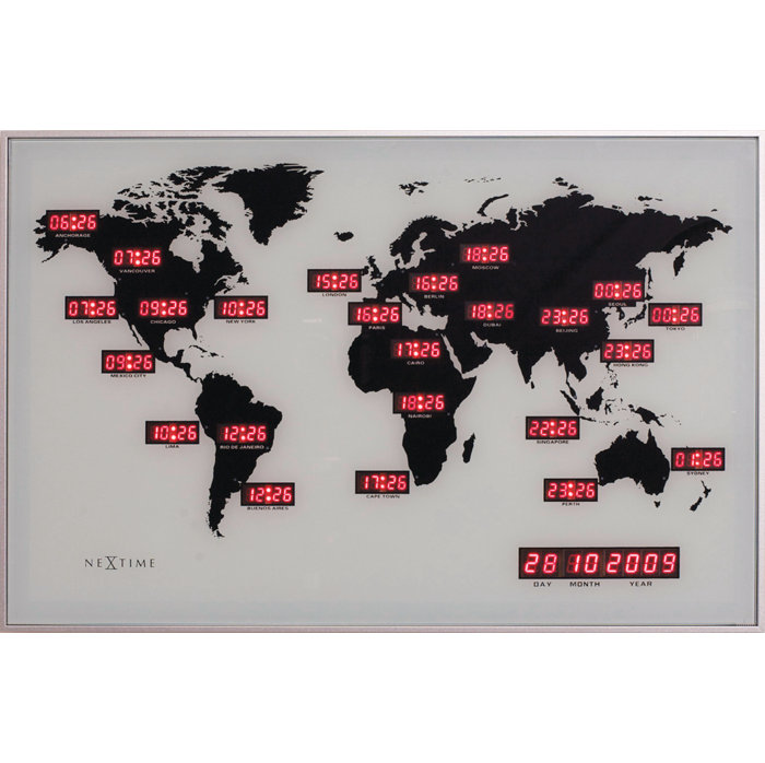 Latitude Run Modern World Time Digital Wall Clock Wayfair